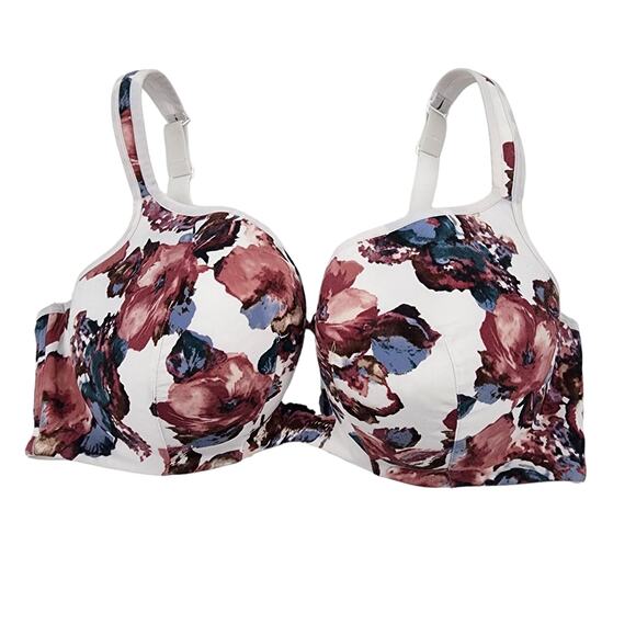 Cacique Floral Lightly Lined Medium Coverage Balconette Underwire Bra Size 40DDD - Picture 1 of 4